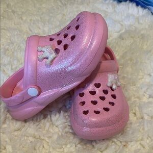 Pink Glitter Kids Clogs